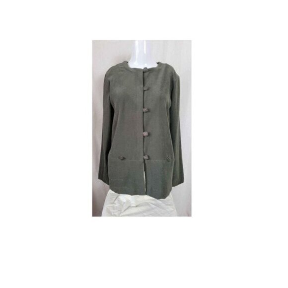 Vintage R&K Original sz 8 Petite 8P dressy blazer jacket green button front EUC - Picture 8 of 9